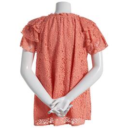 Womens Nanette Lepore Tiered Cap Sleeve Lace Overlay Top