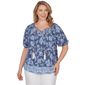 Plus Size Ruby Rd. French Riviera Clip Dot Tie Neck Blouse - image 1