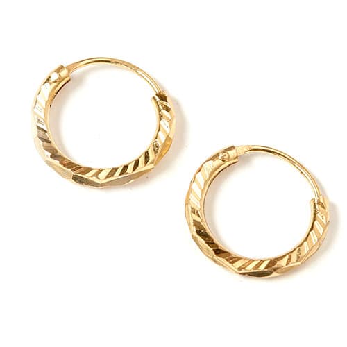 Kids Gold Over Silver Diamond Cut Hoop Earrings - image 