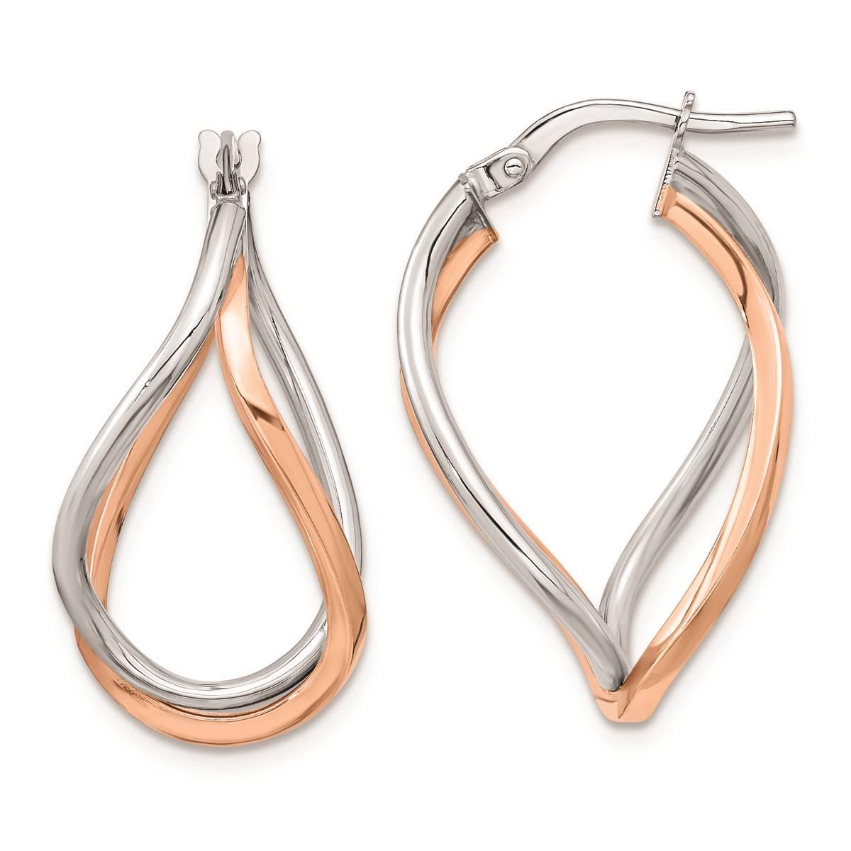 Gold Classics™ 14kt. White & Rose Gold Swirl Hoop Earrings