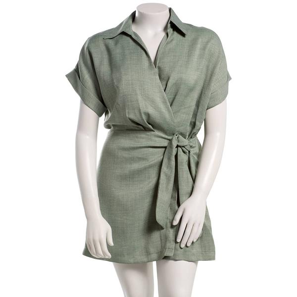 Womens Emma & Michele Short Sleeve Crosshatch Side Tie Romper - image 