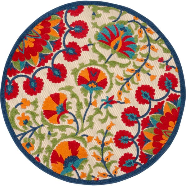 Nourison Aloha Bloom Vines Transitional Indoor/Outdoor Round Rug
