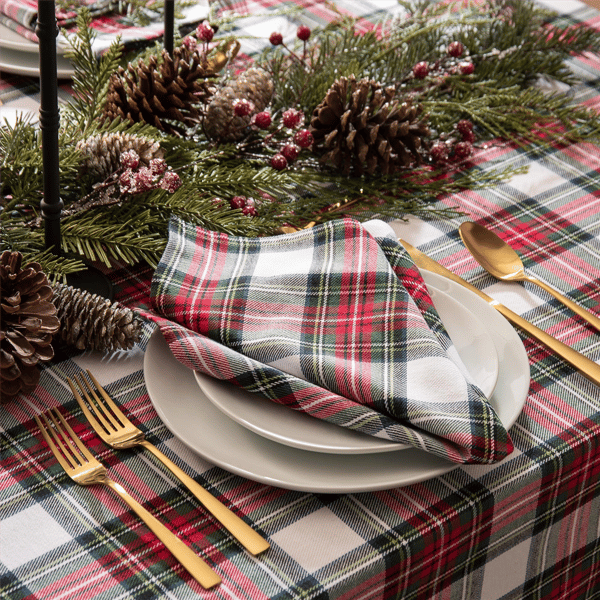 Threadmade Christmas Classic Holiday Plaid Napkins - Set of 8