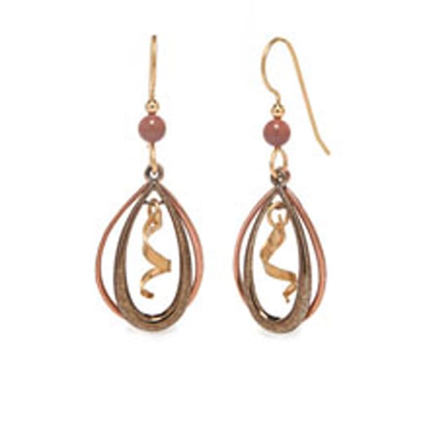 Silver Forest Two-Tone Cork Screw Teardrop Earrings - image 