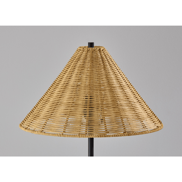Adesso Rayne Brown Marble Base Table Lamp with Rattan Shade