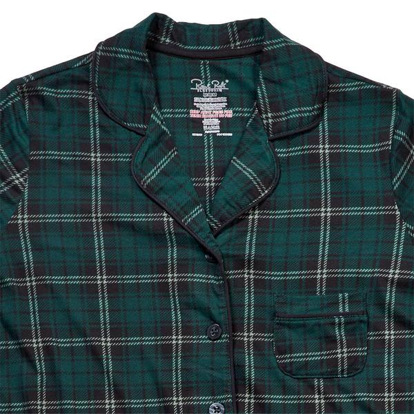 Womens Réné Rofé® Long Sleeve Plaid Notch Collar Pajama Set