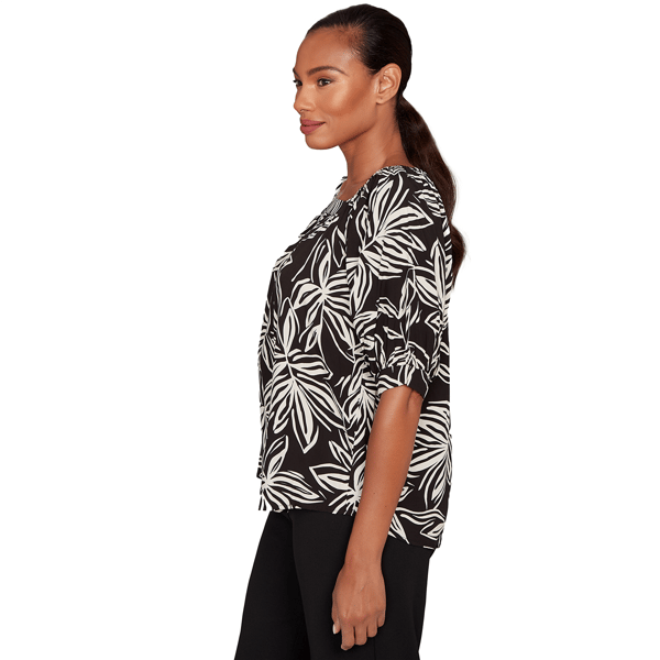 Petite Skye&#8217;s the Limit Spicy Graphic Tropical Leaf Blouse