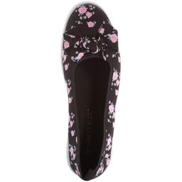 Womens Ashley Blue Floral With Bow Slip On Flats