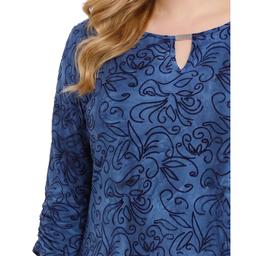Plus Size NY Collection 3/4 Ruch Sleeve Abstract Floral Blouse