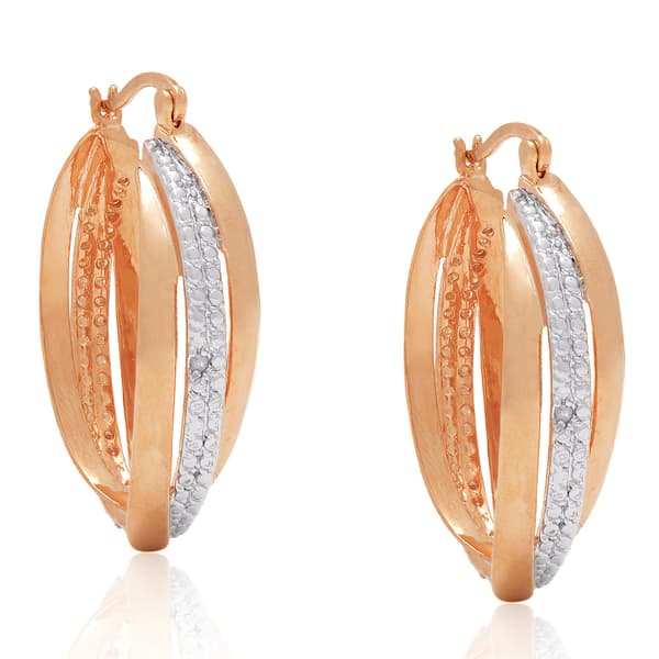 Accents by Gianni Argento Rose Gold Diamond Accent Hoop Earrings - image 