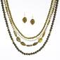 Ashley Cooper&#40;tm&#41; 4 Row Olive Beaded Necklace & Earrings Set - image 1