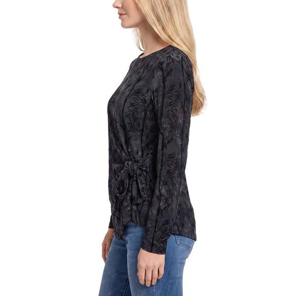Womens NY Collection Long Sleeve Side Knot Branch Blouse