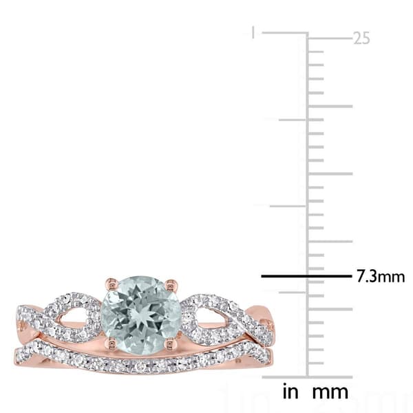 Gemstone Classics&#8482; 10kt. Rose Gold Aquamarine & Diamond Ring