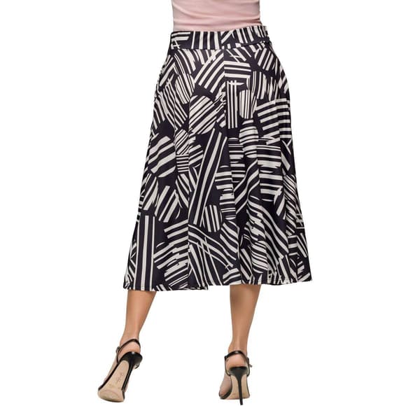 Womens 24/7 Comfort Apparel Black Geometric Pocket Midi Skirt