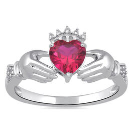 Diamond Classics&#40;tm&#41; Created Ruby Sterling Silver Claddagh Ring