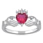 Diamond Classics&#40;tm&#41; Created Ruby Sterling Silver Claddagh Ring - image 1