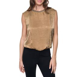 Womens DKNY Sleeveless Scoop Neck With Chain Deatil Mesh Top