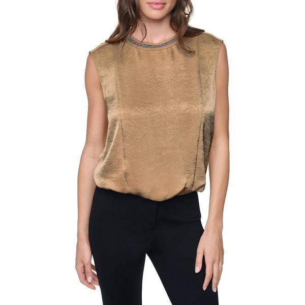 Womens DKNY Sleeveless Scoop Neck With Chain Deatil Mesh Top - image 