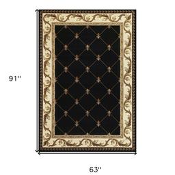 9th & Pike® Fleur de Lis Diamond Border Area Rug