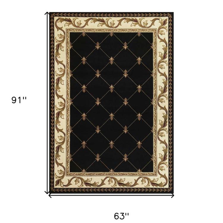 9th & Pike® Fleur de Lis Diamond Border Area Rug