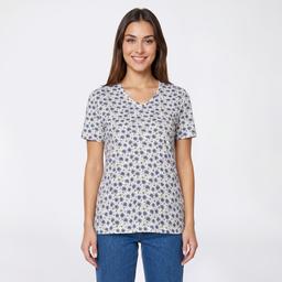 Petite Hasting & Smith Short Sleeve Floral & Leaf V Neck Tee
