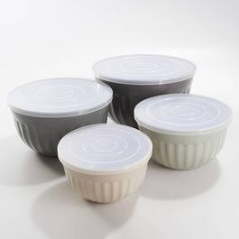 Scallop 4pc. Mixing Bowls with Lids - Grey Ombre