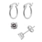 Marsala Sterling Silver 10mm Hoop & 5mm CZ Stud Duo Earrings - image 1