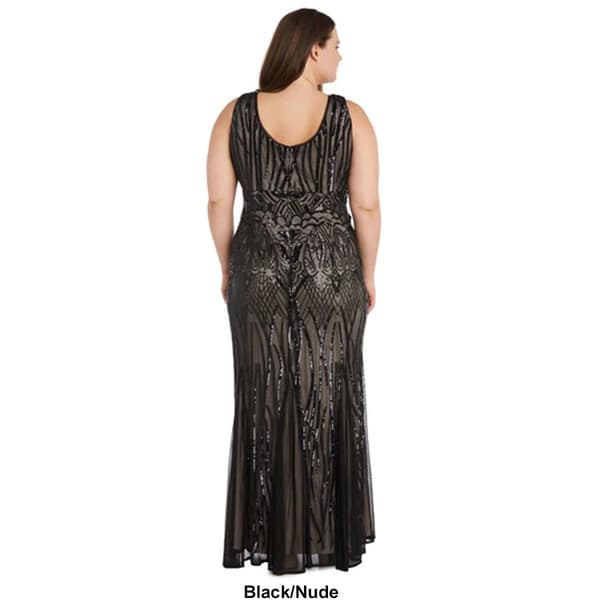 Plus Size R&M Richards Embellished V-Neck Beaded Evening Gown