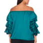 Plus Size MSK 3/4 Lantern Sleeve Solid Tie Waist Blouse - image 3