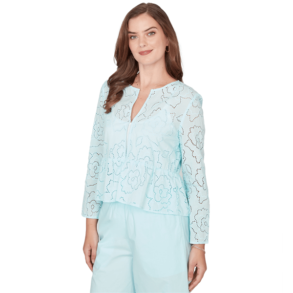 Petite Ruby Rd. Renaissance Romance Floral Eyelet Cardigan