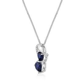 Gemminded 925 Sterling Silver 5mm Heart Created Sapphire Pendant