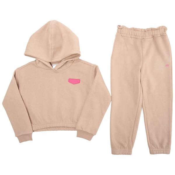 Girls (4-6x) Skechers(tm) Solid Hoodie &amp; Paperbag Waist Joggers Set - image 