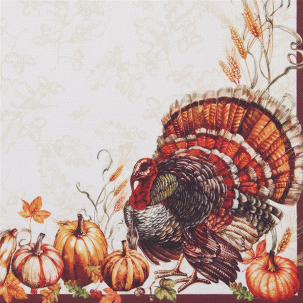 Threadmade Autumn Heritage Turkey Engineered Napkins - Set of 4
