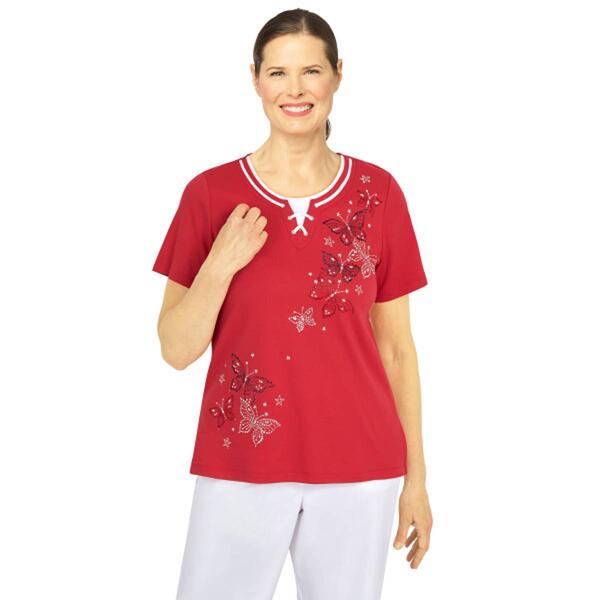 Petite Alfred Dunner Land Of The Free Heat Set Butterflies Tee - image 