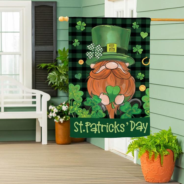 Evergreen St. Patricks Day Leprechaun Large Flag