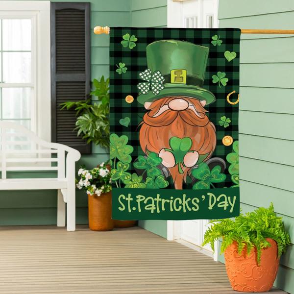 Evergreen St. Patricks Day Leprechaun Large Flag