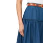 Womens Cece Belted Waist Tiered Denim Midi Skirt - image 3