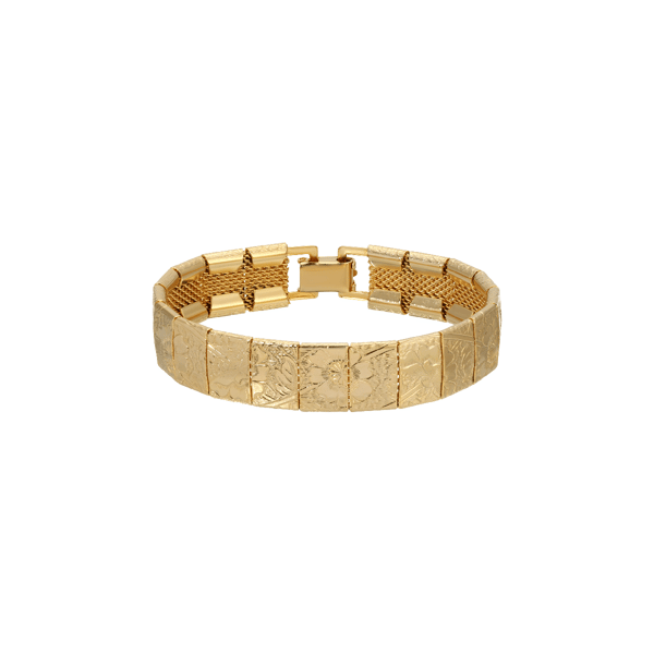 1928 7.5in. Gold-Tone Floral Bangle Bracelet - image 