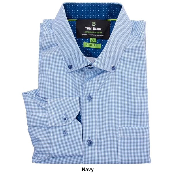 Mens Tom Baine Performance Regular Fit Checkered Dress Shirt