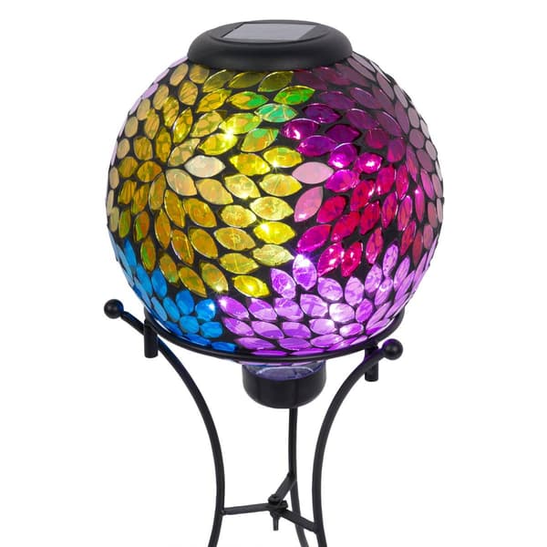 Alpine 8in. Mosaic Solar Glass Ball w/ Metal Stand