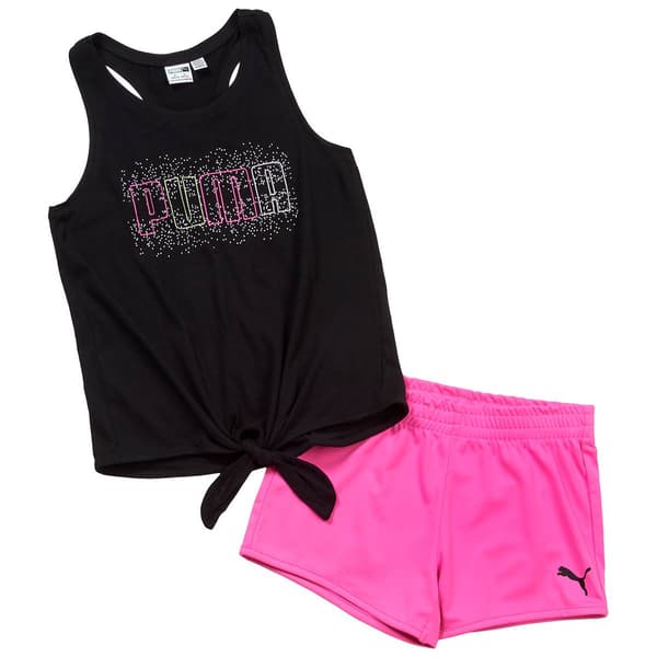 Girls &#40;7-16&#41; Puma&#174; Cotton Tank Top & Polyester Tricot Shorts