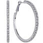 Silver-Tone Pave Crystal Clutchless Hoop Earrings - image 1