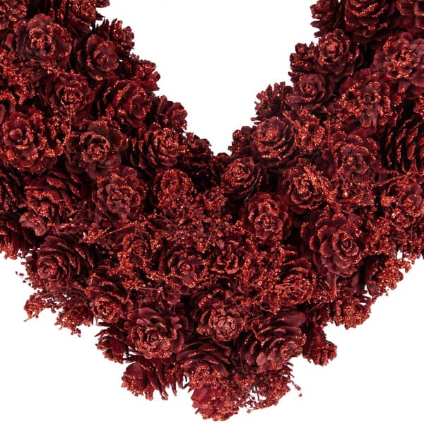 Northlight Seasonal Pine Cone Rose Valentine''s Day Heart Wreath