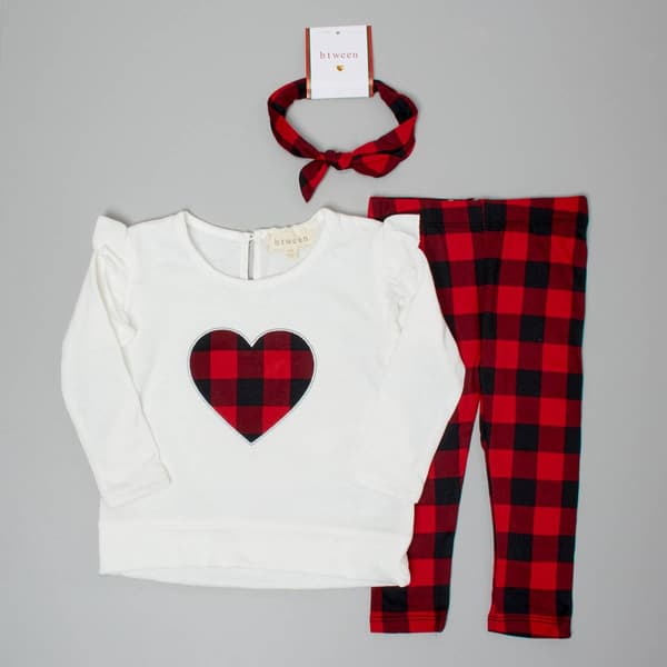 Baby Girl &#40;12-24M&#41; BTween&#40;R&#41; Plaid Heart Sweater & Legging Set - image 