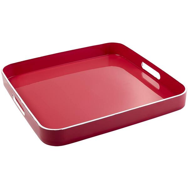 Jay Import Large Square Tray with Rim &amp; Handle - Pink - image 