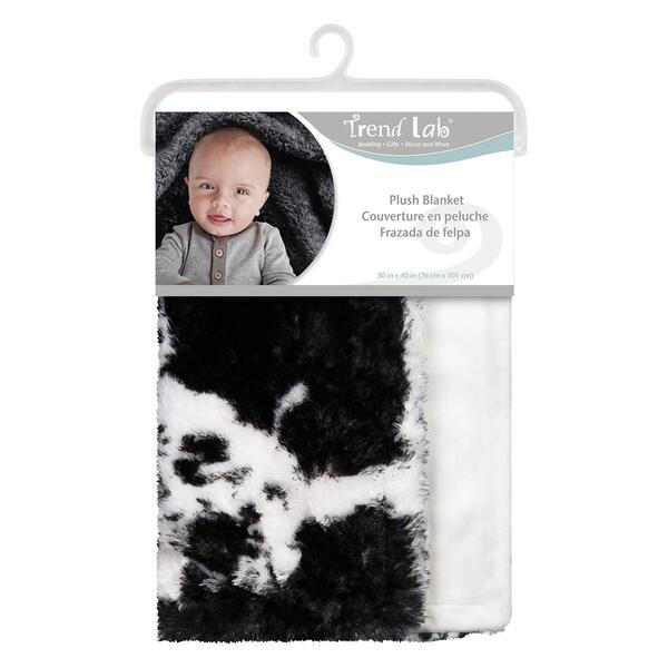 Trend Lab&#40;R&#41; Cow Print Plush Baby Blanket - image 