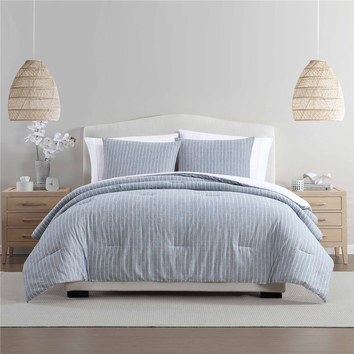 Palm Aire Jackson 3pc. Light Blue Stripe Cotton Comforter Set