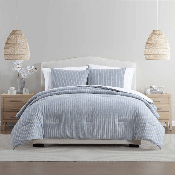 Palm Aire Jackson 3pc. Light Blue Stripe Cotton Comforter Set