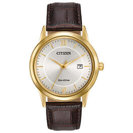 Mens Citizen&#40;R&#41; Gold-Tone Leather Strap Watch - AW1232-04A