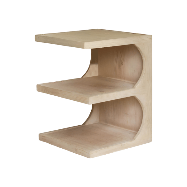 HomeRoots 24in. Natural Solid Wood End Table With Two Shelves
